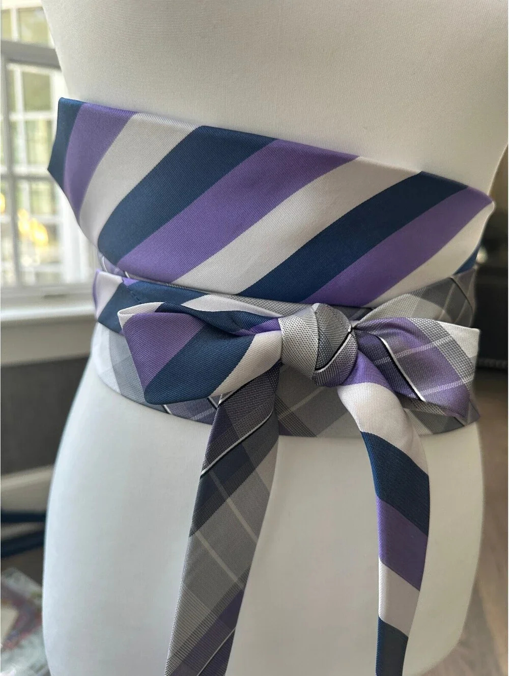 Upcycled Silk Necktie Obi Belt | Handmade Corset Style Belt | One-of-a-Kind | OS